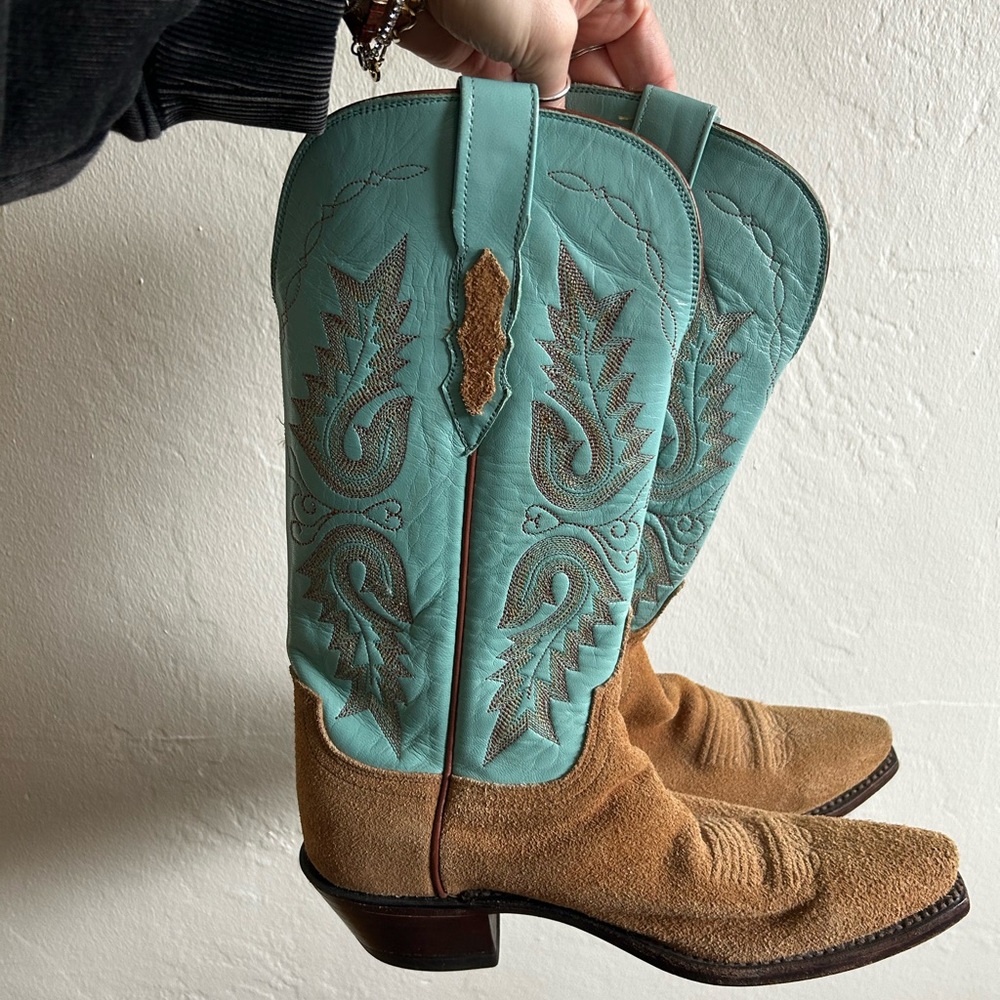 Vintage Leather and Suede Cowboy Boot